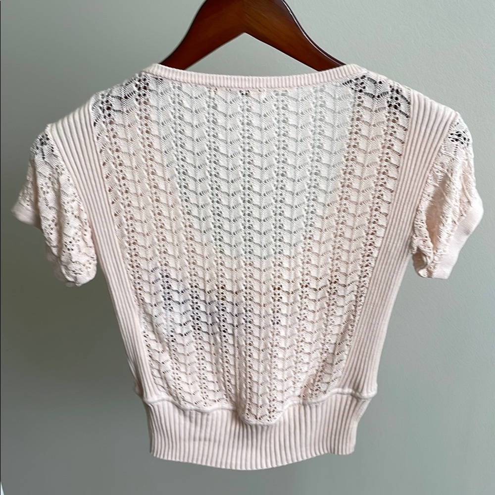 Stylish Beige Knit Top with Purple and Brown Accents - Picture 3 of 5